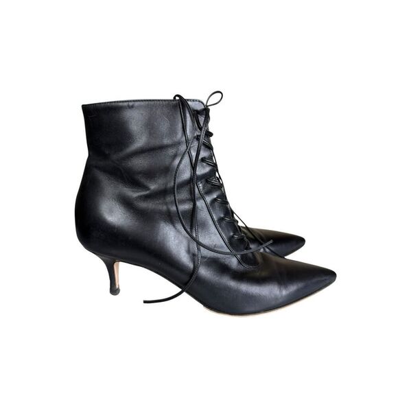 Gianvito Rossi Morganne 55 Black Calf Lace-Up Booties 36 / 6 US Pointed Toe - Picture 9 of 14